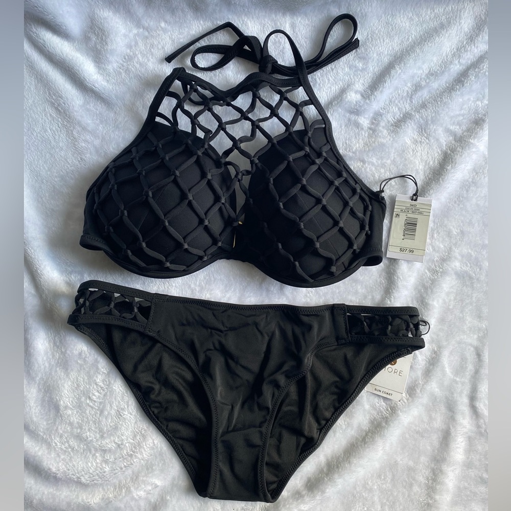 Black Bikini with Fishnet Detail